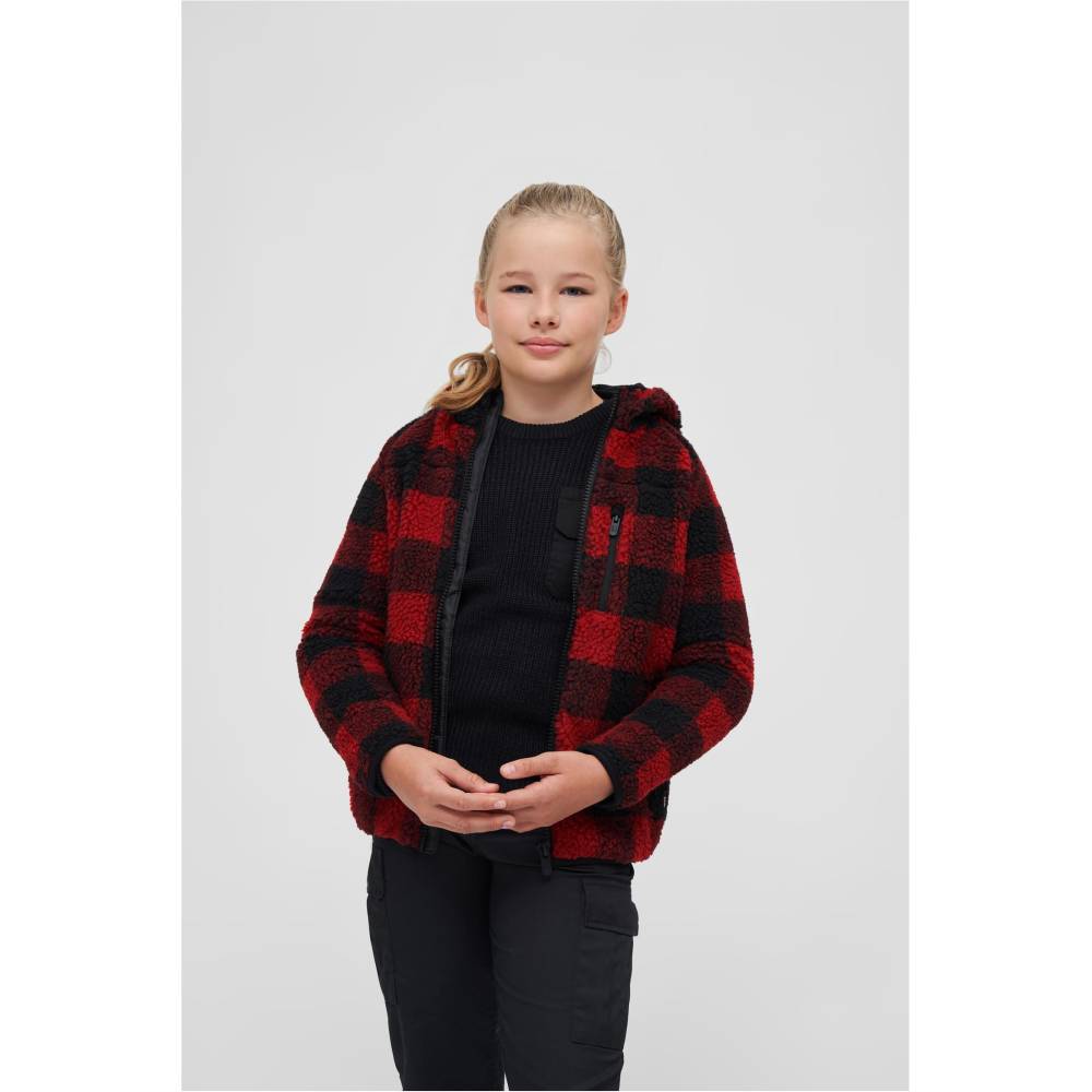 Brandit - Teddyfleece Hood Veste enfant - Rouge/Noir